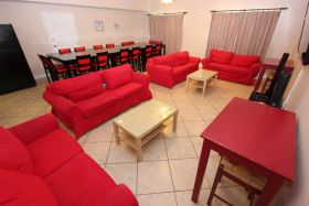Living area showing patio doors in background